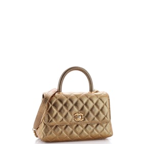 Chanel Coco Top Handle Bag Quilted Iridescent Caviar Mini