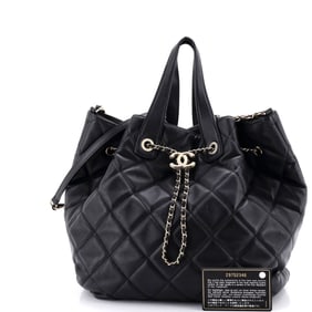 Chanel CC Dweller Drawstring Bucket Tote Quilted Lambskin Medium