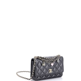 Chanel Flap Bag Charms Strap Wallet on Chain Quilted Lambskin