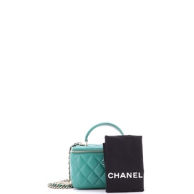 Chanel Classic Top Handle Vanity Case with Chain Quilted Lambskin Small