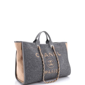 Chanel Deauville Tote Wool Felt Large