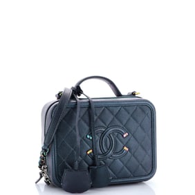 Chanel Filigree Vanity Case Quilted Caviar Medium