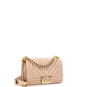 Chanel Boy Flap Bag Chevron Caviar Small