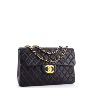 Chanel Vintage Classic Single Flap Bag Quilted Lambskin Maxi