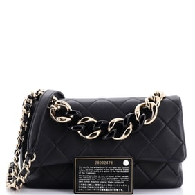 Chanel Resin Elegant Chain Flap Bag Quilted Lambskin Large