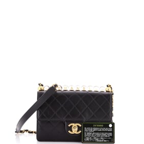 Chanel Chic Pearls Flap Bag Quilted Goatskin with Acrylic Beads Small