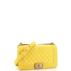 Chanel Boy Flap Bag Quilted Caviar Old Medium
