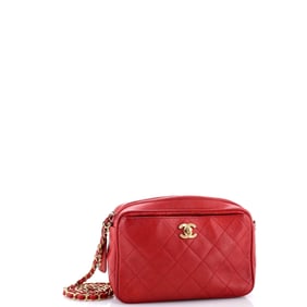 Chanel Vintage Front Pocket Camera Bag Quilted Caviar Small