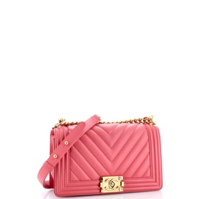 Chanel Boy Flap Bag Chevron Calfskin Old Medium