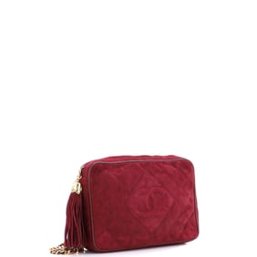 Chanel Vintage Diamond CC Camera Bag Quilted Suede Medium