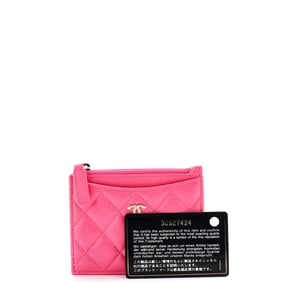 Chanel CC Zip Card Holder Quilted Caviar