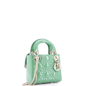 Christian Dior Lady Dior Chain Bag Cannage Quilt Patent Mini