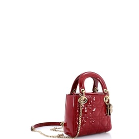 Christian Dior Lady Dior Bag Cannage Quilt Patent Mini