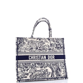 Christian Dior Book Tote Embroidered Canvas Large