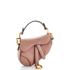 Christian Dior Saddle Handbag Leather Micro