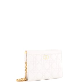 Christian Dior Caro Zipped Pouch With Chain Cannage Quilt Leather