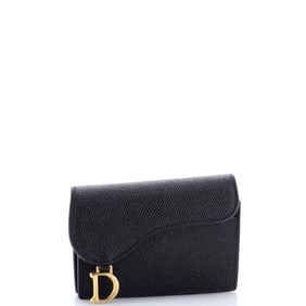 Christian Dior Saddle Lotus Wallet Leather Mini