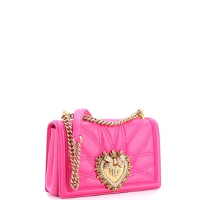 Dolce & Gabbana Devotion Full Flap Shoulder Bag Quilted Leather Small