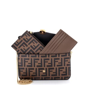 Fendi F is Fendi Envelope Clutch on Chain Zucca Embossed Leather