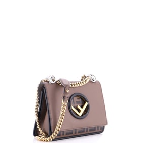 Fendi Kan I F Shoulder Bag Leather with Zucca Embossed Detail Small