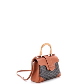 Goyard Saigon Top Handle Bag Coated Canvas with Leather Mini