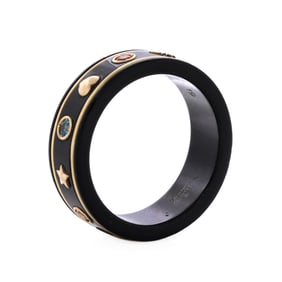 Gucci Icon Band Ring Synthetic Corundum with 18K Yellow Gold and Multicolor Topaz 7mm