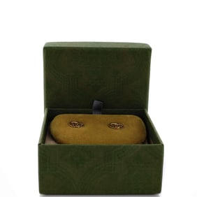 Gucci Scalloped GG Running Stud Earrings 18K Yellow Gold