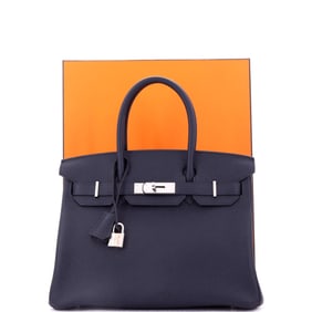 Hermes Birkin Handbag Blue Togo with Palladium Hardware 30