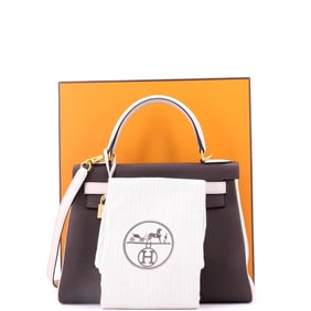 Hermes Kelly Handbag Bicolor Togo with Brushed Gold Hardware 28