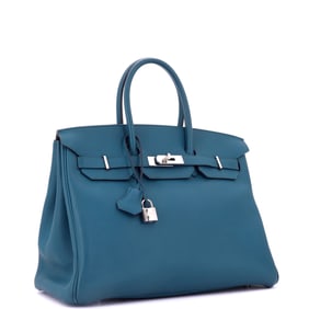 Hermes Birkin Handbag Blue Togo with Palladium Hardware 35