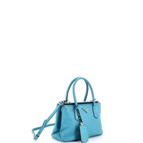 Prada Turnlock Cuir Twin Tote Saffiano Leather Small