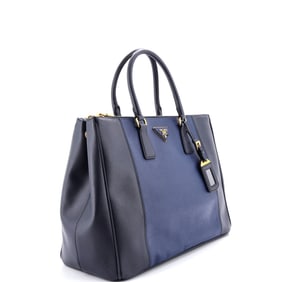 Prada Bicolor Double Zip Lux Tote Saffiano Leather Medium