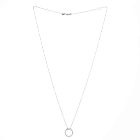 Roberto Coin Tiny Treasures Circle Pendant Necklace 18K White Gold with Diamonds