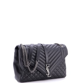 Saint Laurent Classic Monogram Envelope Satchel Mixed Matelasse Leather Large