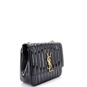 Saint Laurent Vicky Crossbody Bag Vertical Quilted Patent Large