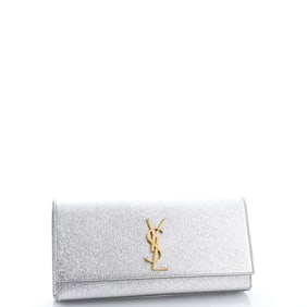 Saint Laurent Classic Monogram Clutch Metallic Calfskin Long