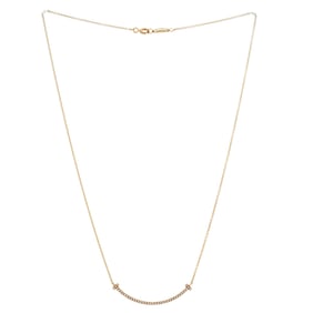Tiffany & Co. T Smile Pendant Necklace 18K Yellow Gold and Diamonds Small