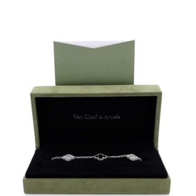 Van Cleef & Arpels Vintage Alhambra 5 Motifs Bracelet 18K White Gold and Onyx with Diamonds