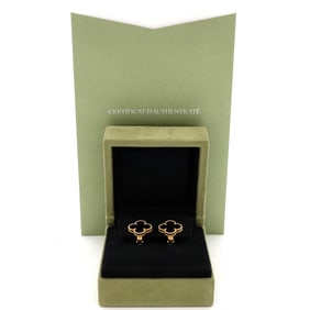 Van Cleef & Arpels Vintage Alhambra Earrings 18K Yellow Gold and Onyx