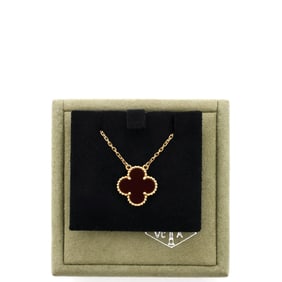 Van Cleef & Arpels Vintage Alhambra Pendant Necklace 18K Yellow Gold and Carnelian