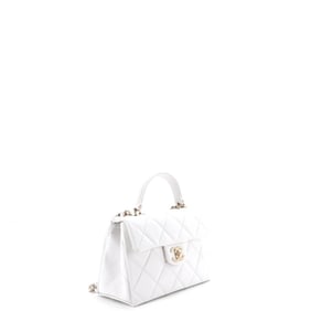 Chanel Chanel Retro Twist Top Handle Flap Shoulder Bag Quilted Caviar Small