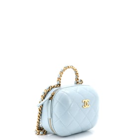 Chanel Chanel CC Bubble Top Handle Vanity Case with Chain Quilted Lambskin Small