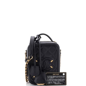 Chanel Chanel Filigree Vertical Vanity Case Quilted Caviar