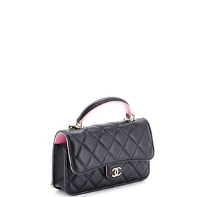 Chanel Chanel Classic Top Handle Flap Phone Holder with Chain Quilted Lambskin