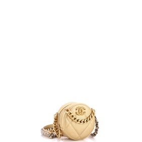Chanel Chanel 19 Round Clutch with Chain Quilted Leather