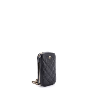 Chanel Chanel Zip Around Phone Case with Chain Quilted Caviar