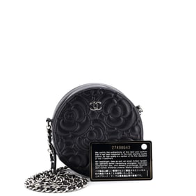 Chanel Chanel Round Clutch with Chain Camellia Goatskin Mini