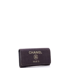 Chanel Chanel Deauville Flap Wallet Lurex Canvas Long