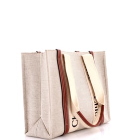 Chloe Chloe Woody Tote Canvas with Leather Medium
