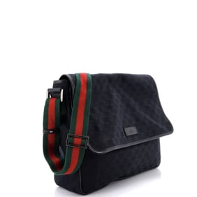 Gucci Gucci Web Strap Flap Messenger GG Canvas Medium